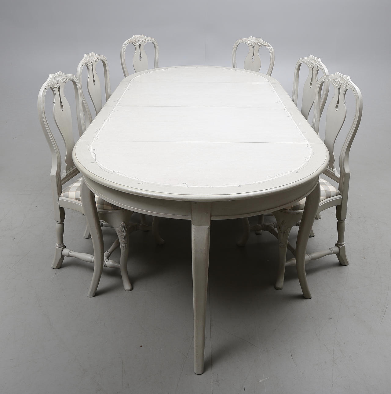 MATSALSGRUPP, 7 delar, bondrokoko-stil, 1900-tal.