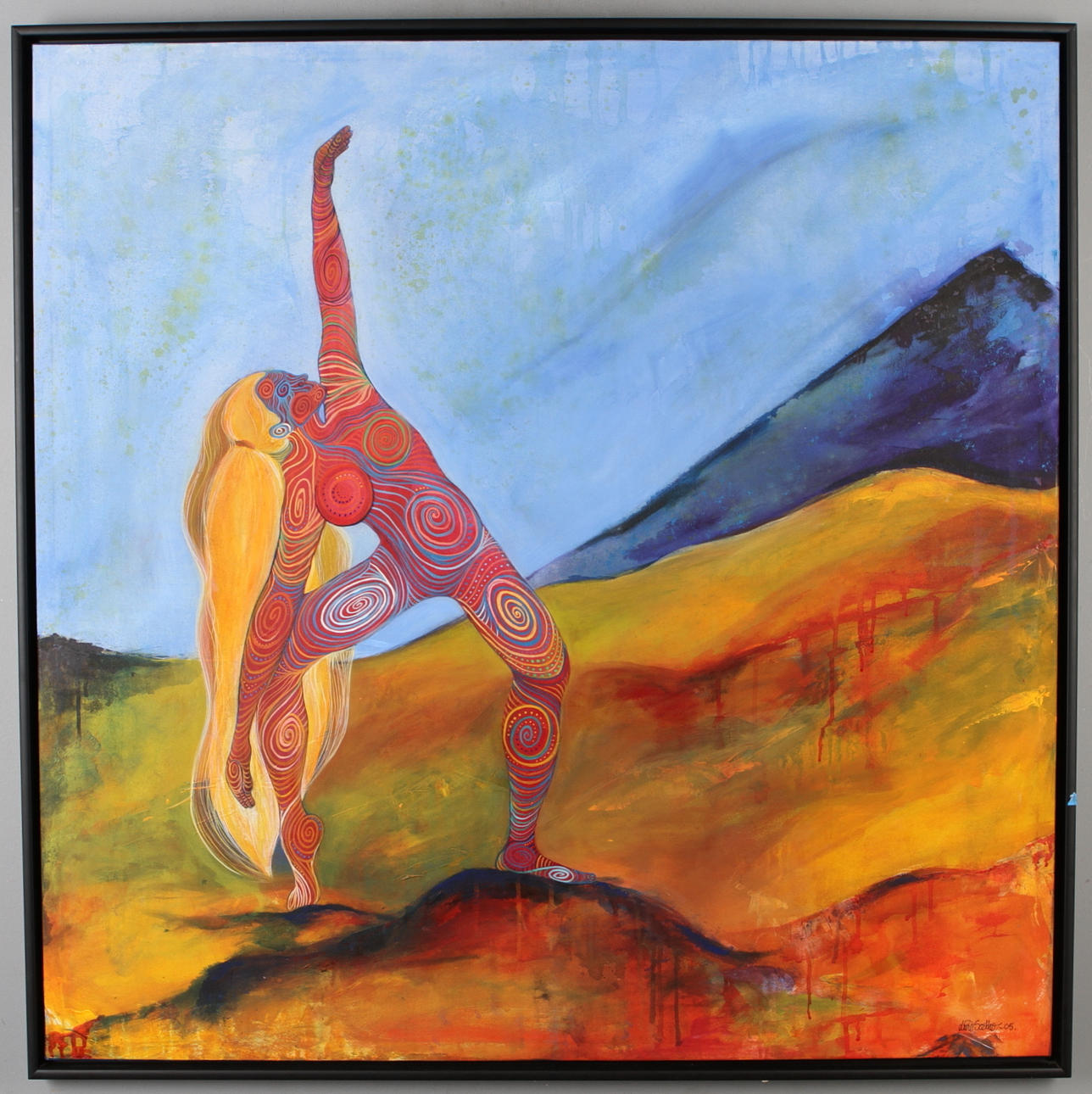 LINE SAETHER. Kvinna, blandteknik på duk, signerad samt daterad -05.