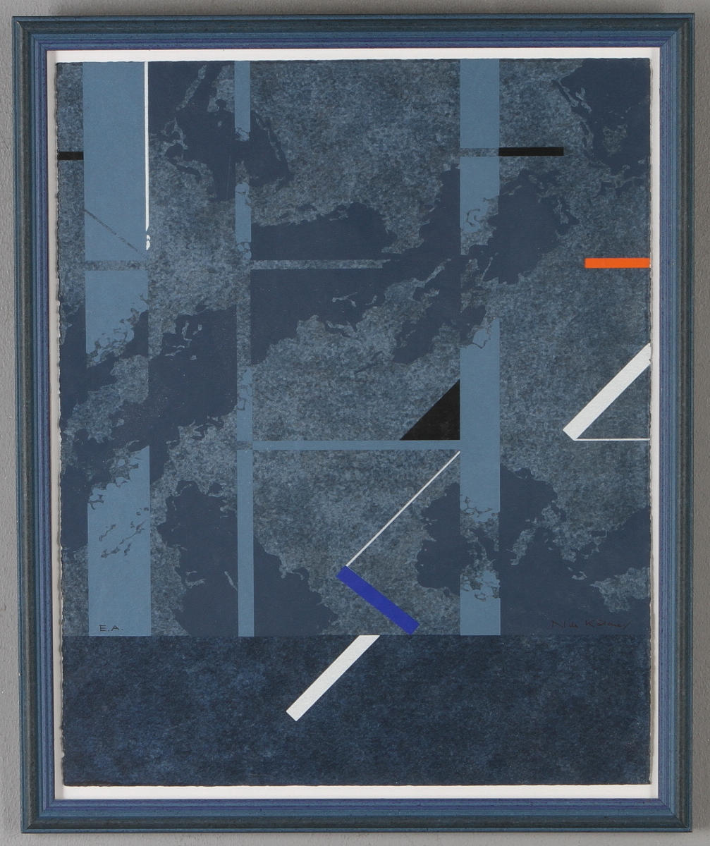 NILS KÖLARE. färglitografi, komposition, signerad.