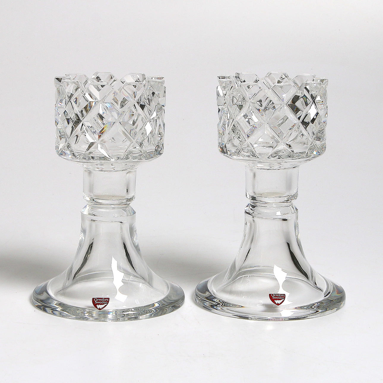 LJUSSTAKAR, 1 par, glas, Gunnar Cyren, Orrefors.