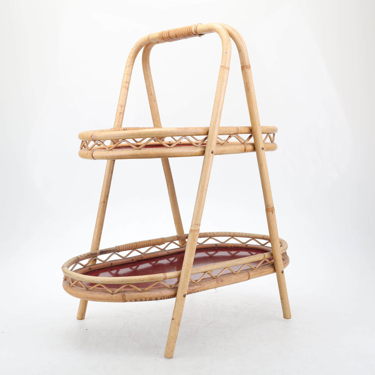 PLATE TABLE, rattan, 1950s.