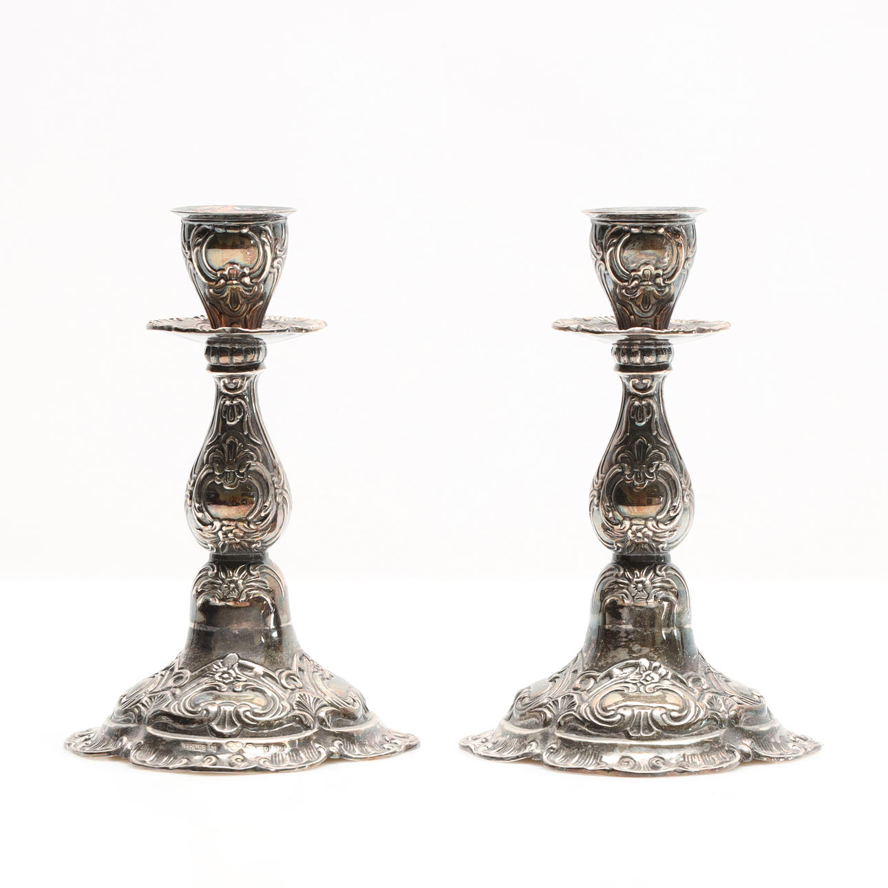 CANDLESTICKS, a pair, rococo style, GEWE, Malmö 1975.