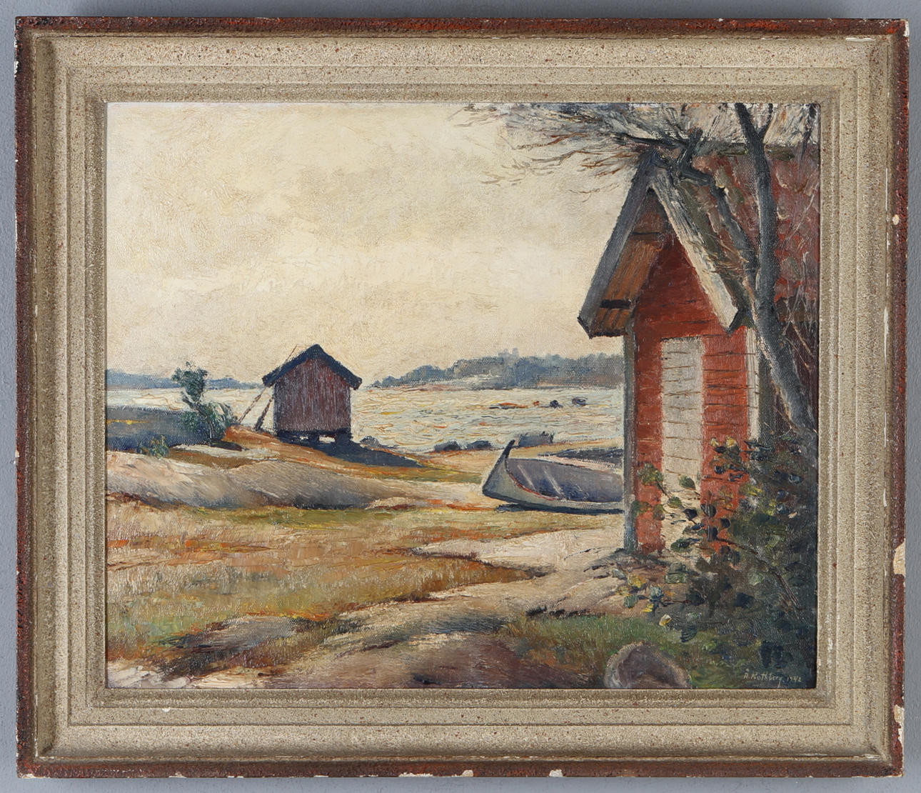 ÅKE NOTHBERG. Motiv från Östra Lagnö, olja på duk, signerad och daterad 1942.