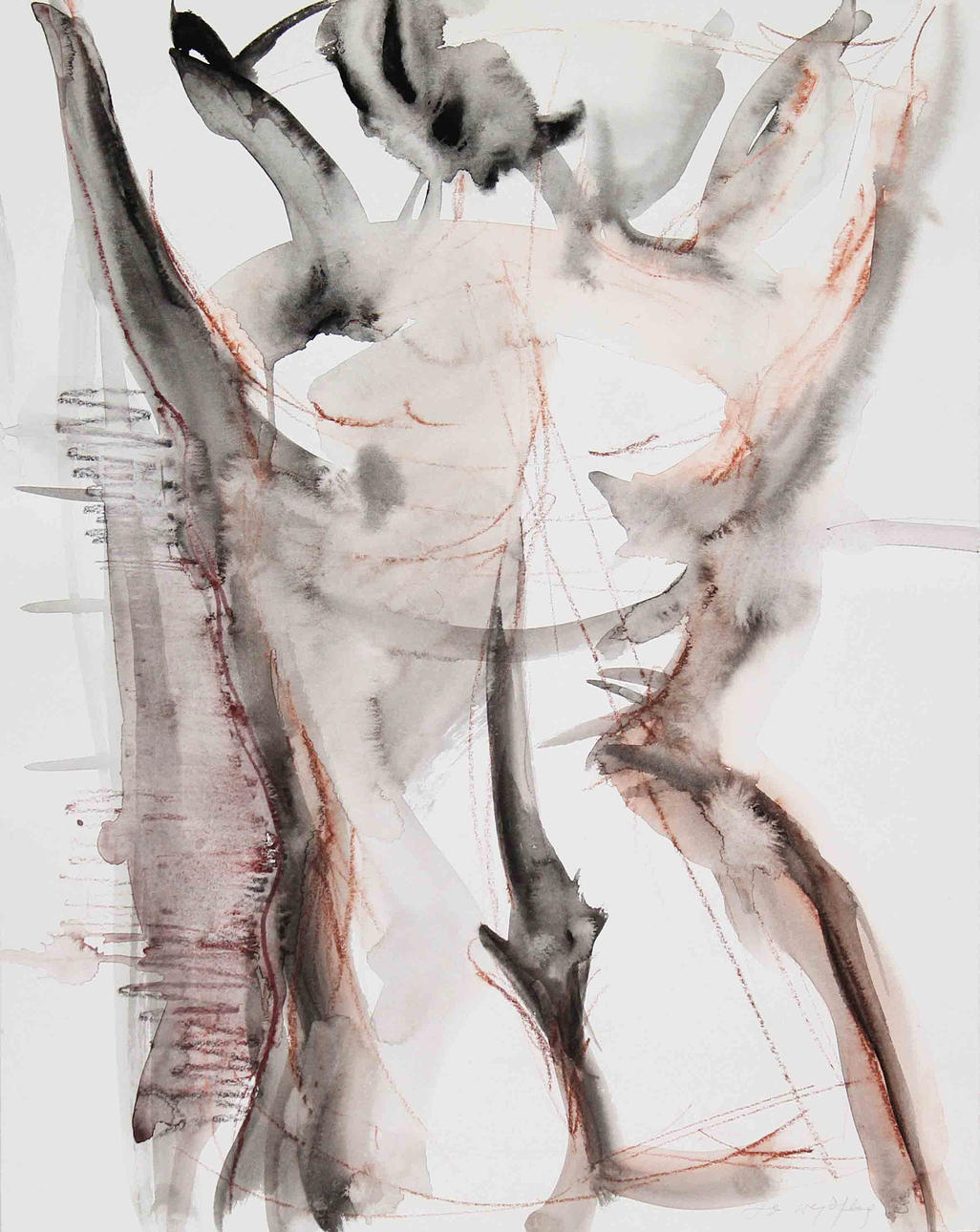 ELISABETH WEJSFLOG. Modell. Akvarell. Signerad E Wejsflog och dat -03.