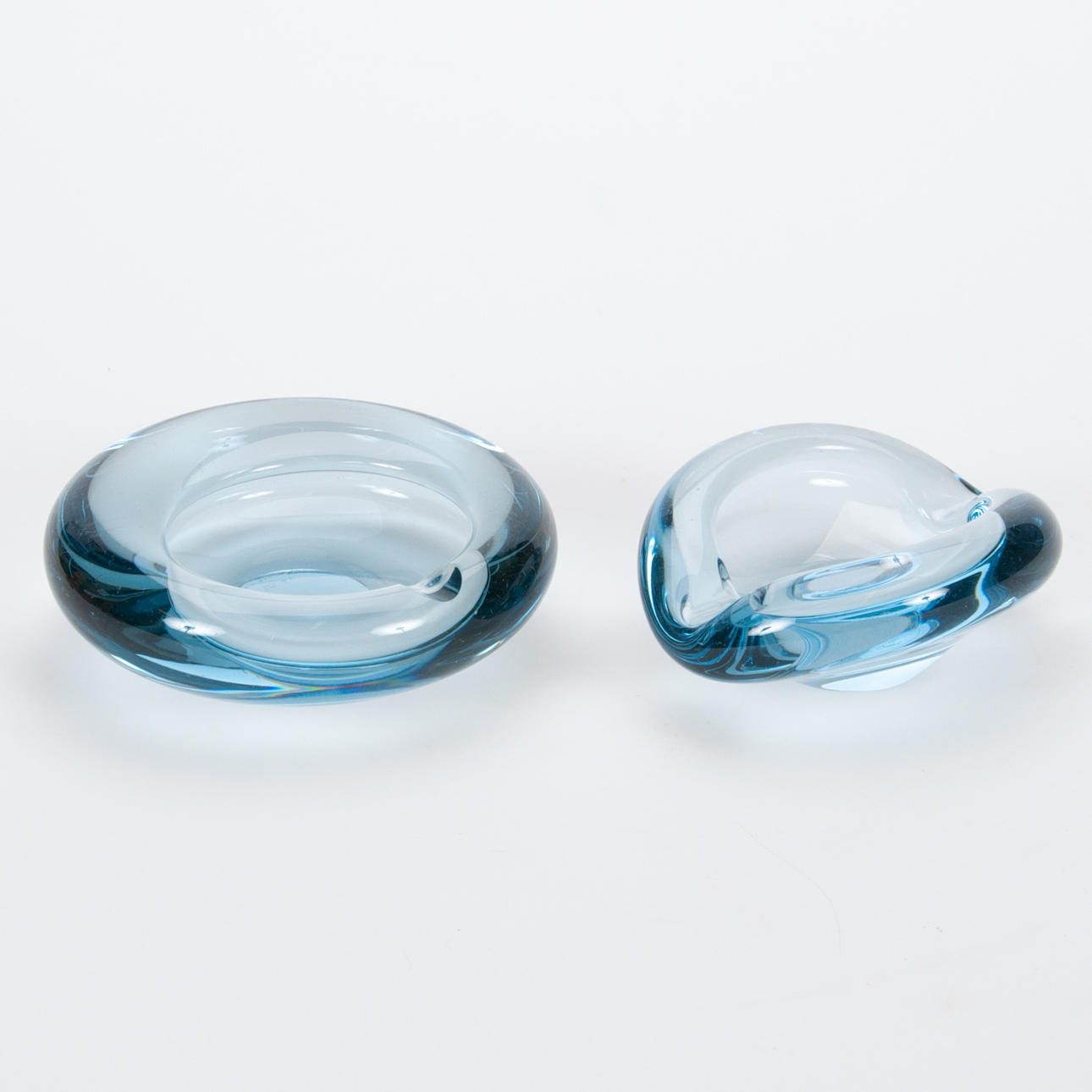 HOLMEGAARD, FAT. 2 st, blåtonat glas, 1950-tal.