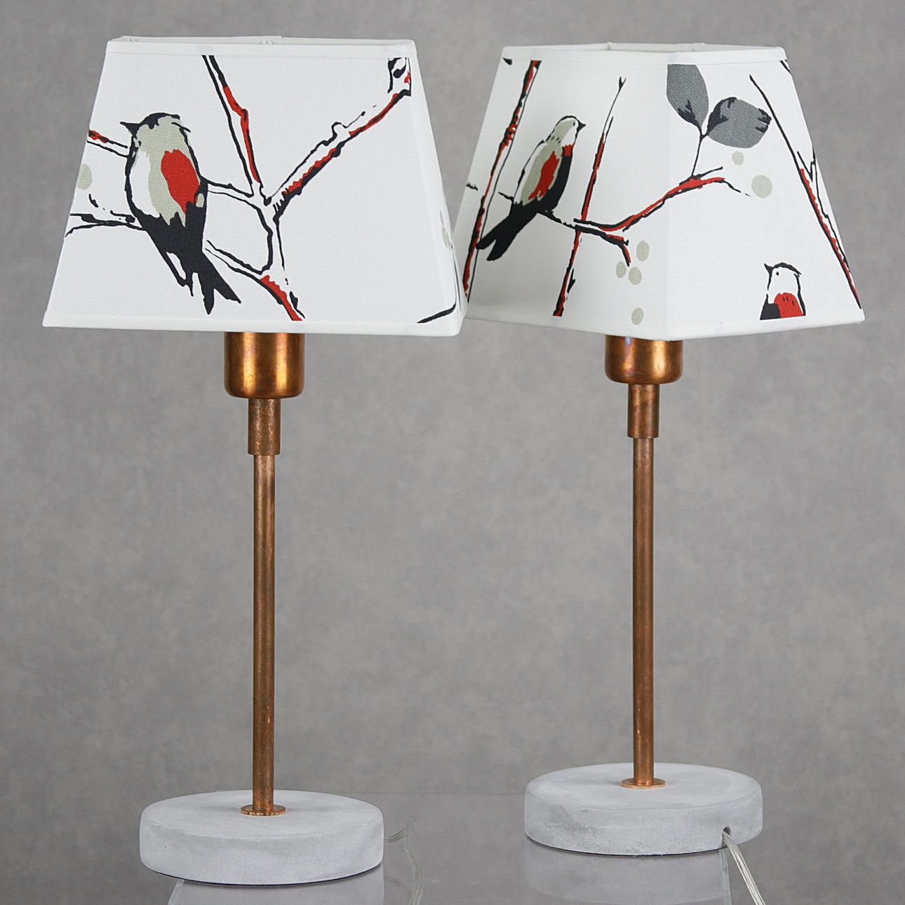 TABLE LAMPS, a pair, concrete and copper, Germany.