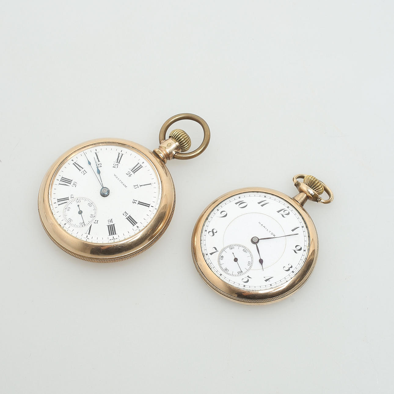 POCKET WATCH 2 pcs, Waltham and Hamilton, double.