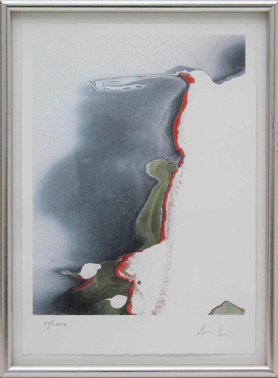 AUGUST PUIG. Komposition. Färglitografi (4). Signerade. XV/LXXV.