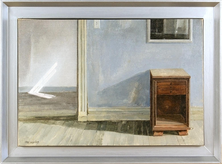 PERÉ SOLANILLA, JOSEP MARIA. Interiör med skåp. olja/duk. 38 x 55 cm L. u. tecken.: Peré Solanilla. A tergo med galleristämpel. ram.