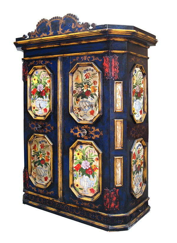 BONDENS SKÅP. Ek, mörkblå-svart. Tyskland, 19. -talet.