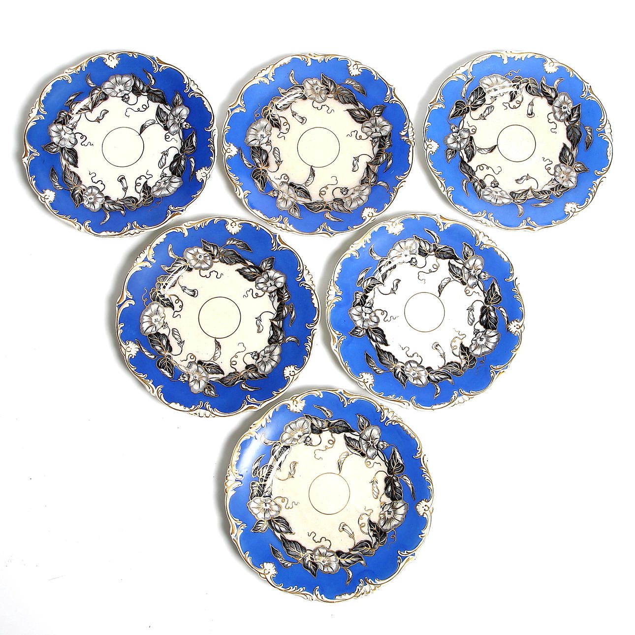 TALLRIKAR, 6 st, majolika. 18/1900-tal.