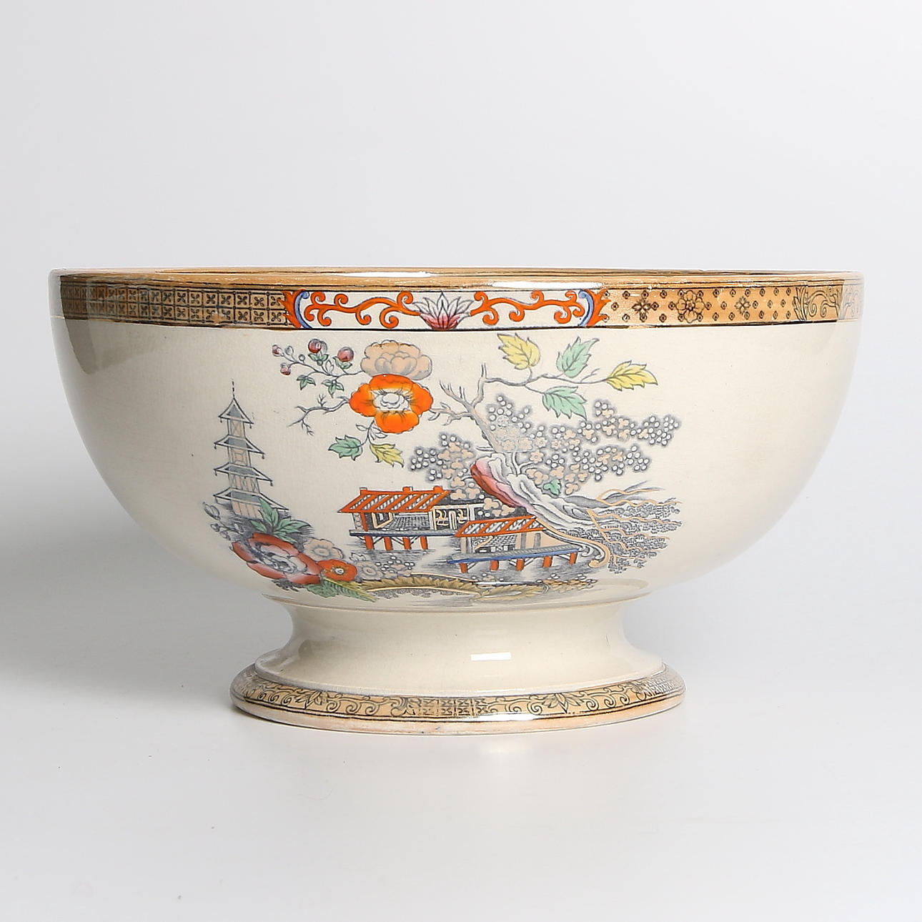 BÅLSKÅL, flintgods, "Japan", Rörstrand,1800-talets slut.