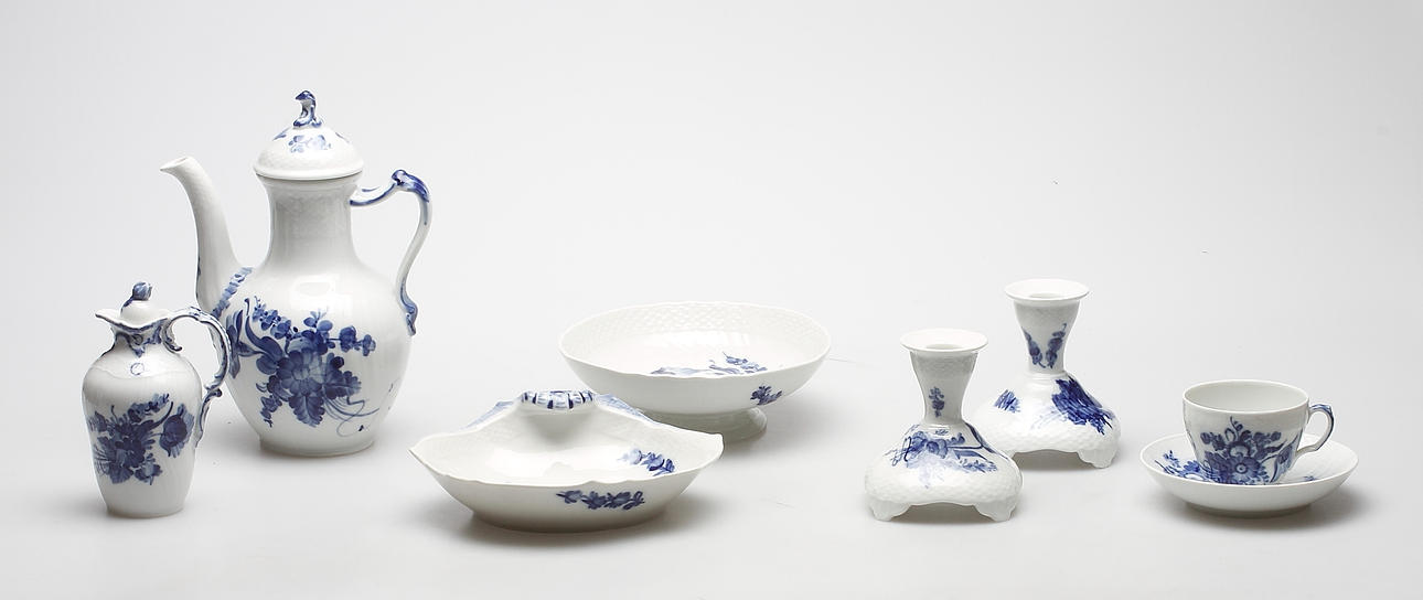 SERVISDELAR, 7 delar, porslin, "Blå Blomster", Royal Copenhagen.