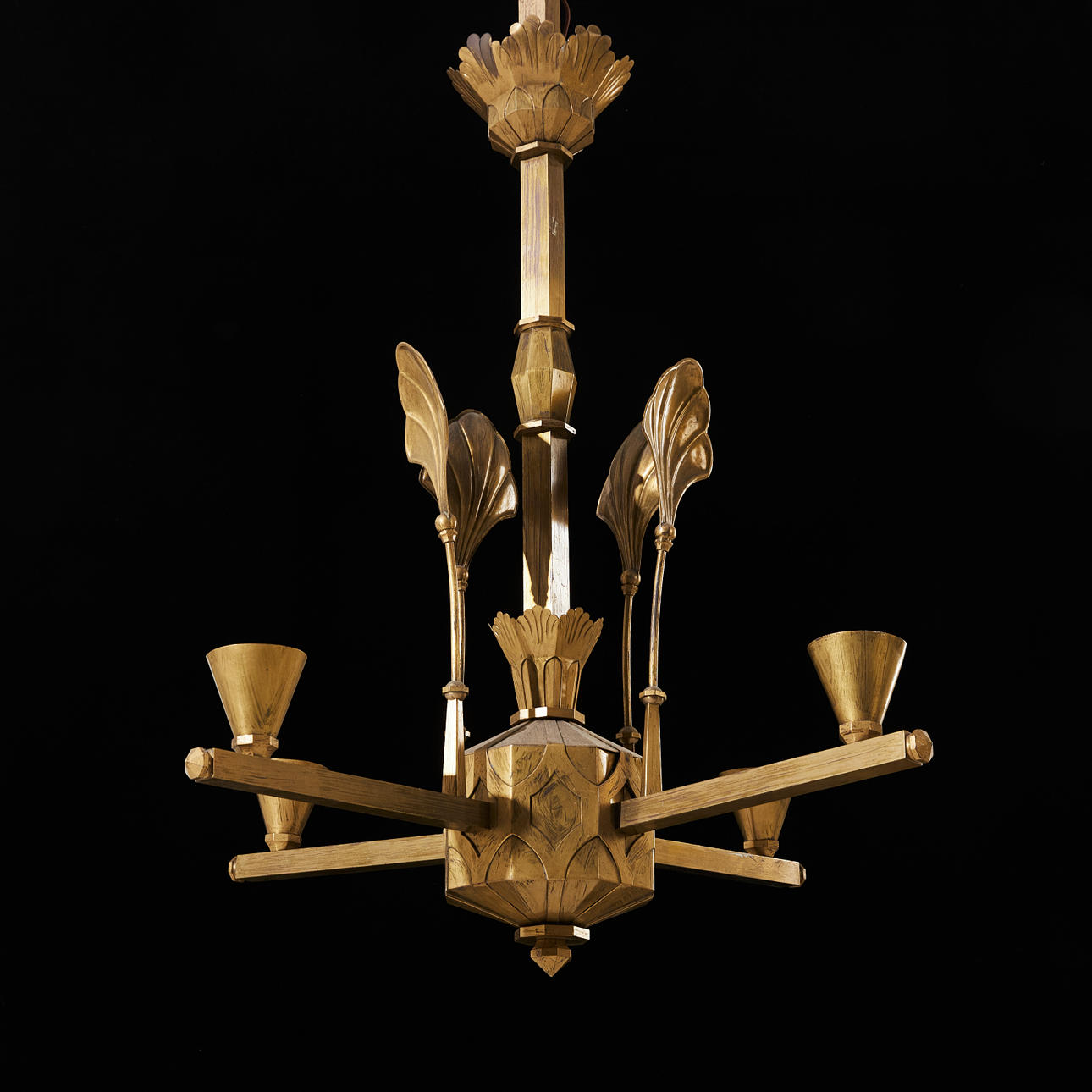 KRONLEUCHTER, um 1920, schwedische Anmut, Messing.