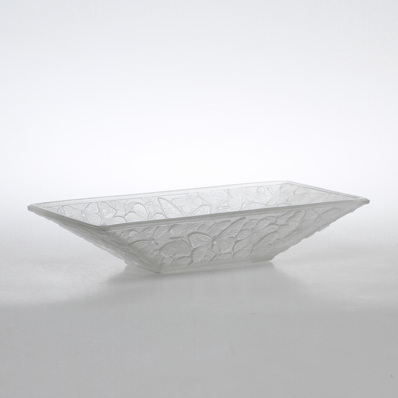 SKÅL, glas, fjärilsdekor, troligen 1920/30-tal.