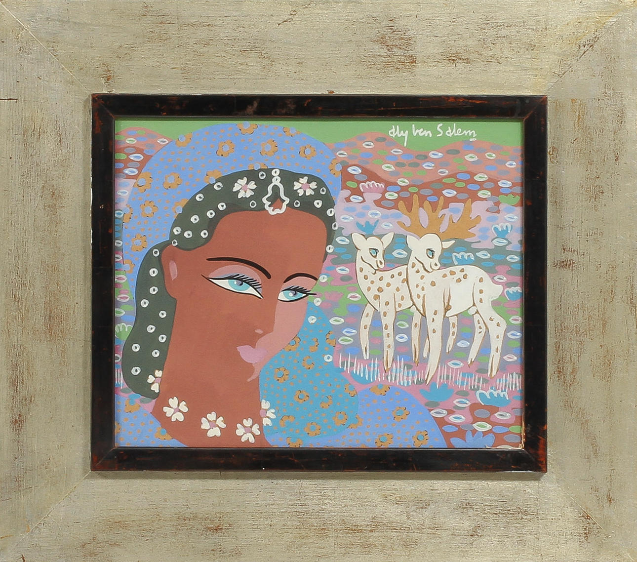 ALY BEN SALEM. Gouache på pannå, signerad.