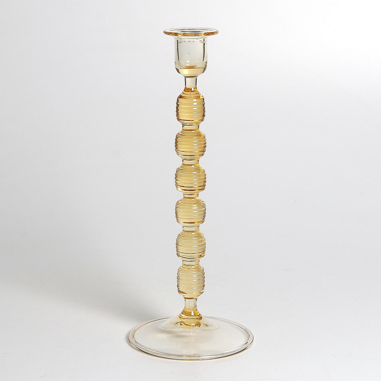 NILS LANDBERG. Ljusstake, glas, signerad N Landberg Orrefors Expo 533.