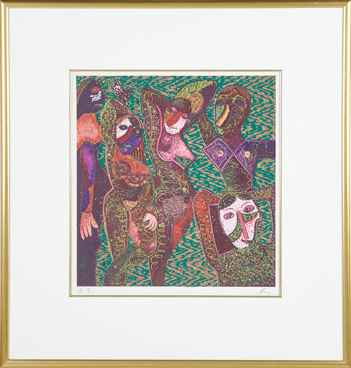 ENRICO BAJ. Figurkomposition, signerad.