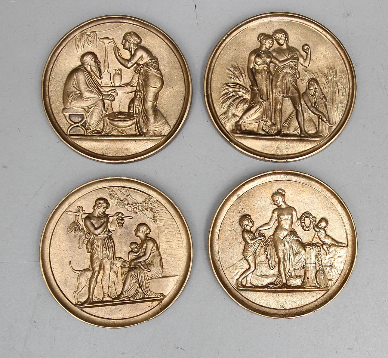 RELIEFER, 4 st, mässing, Bersbo, 1985-1987.