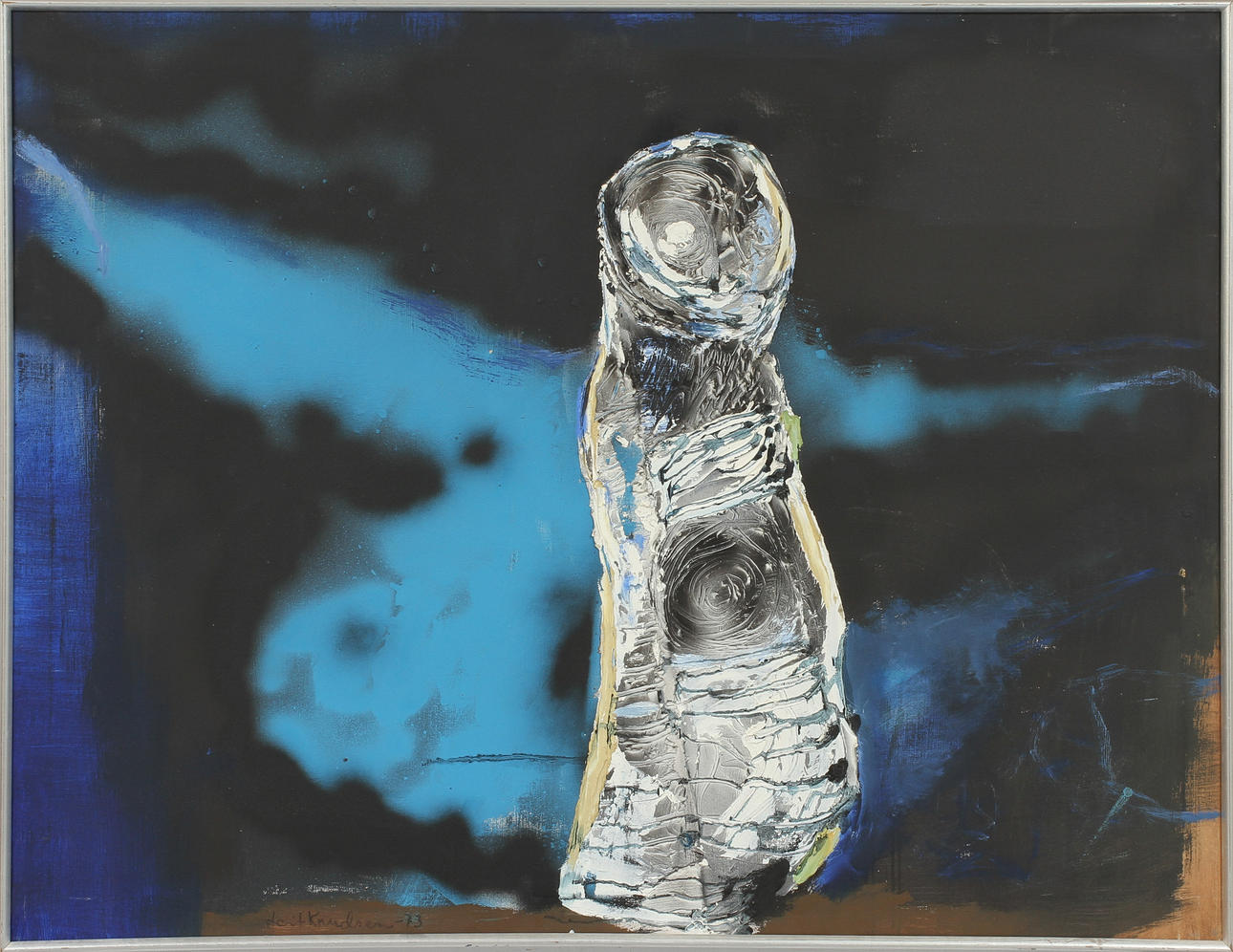 LEIF KNUDSEN. "Petrifierad dans", olja på duk, signerad-73.