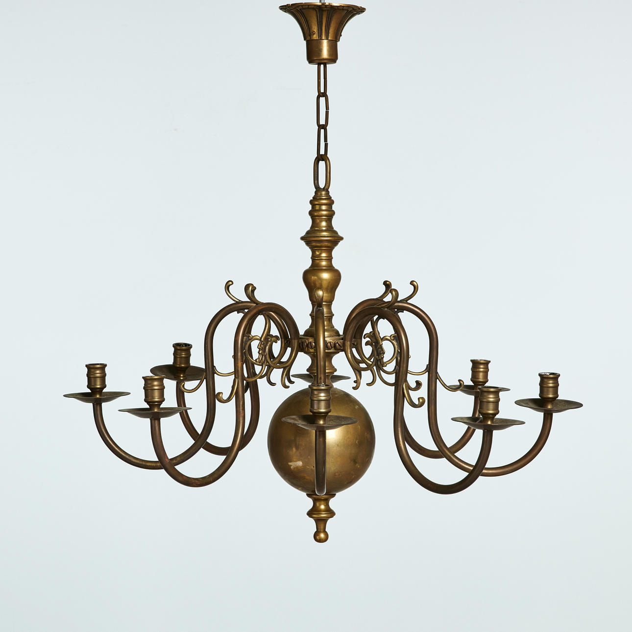 MALMKRONA, 1900-tal, mässing, 8 ljusarmar.