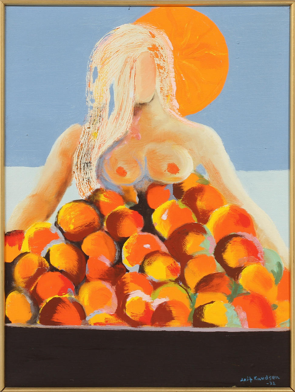 LEIF KNUDSEN. Figurkomposition, olja på duk, signerad-72.