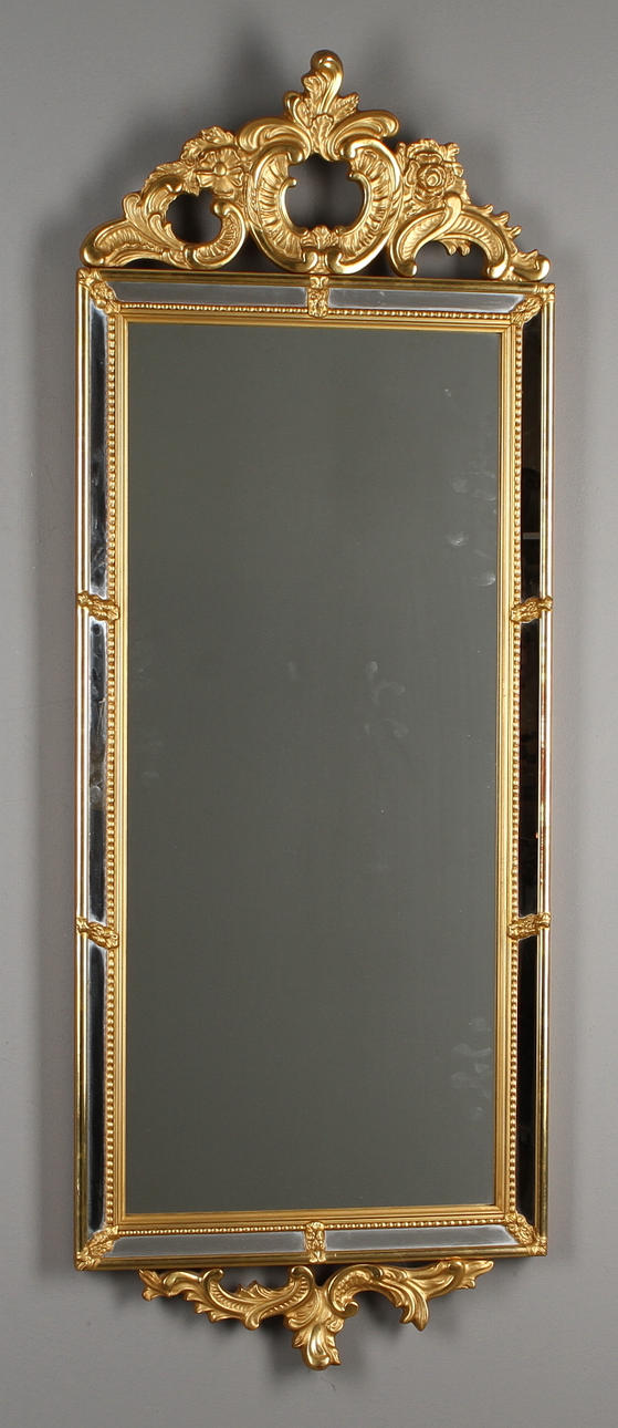 SPEGEL samt VÄGGLAMPETTER 1 par, rokokostil, 1900-tal.