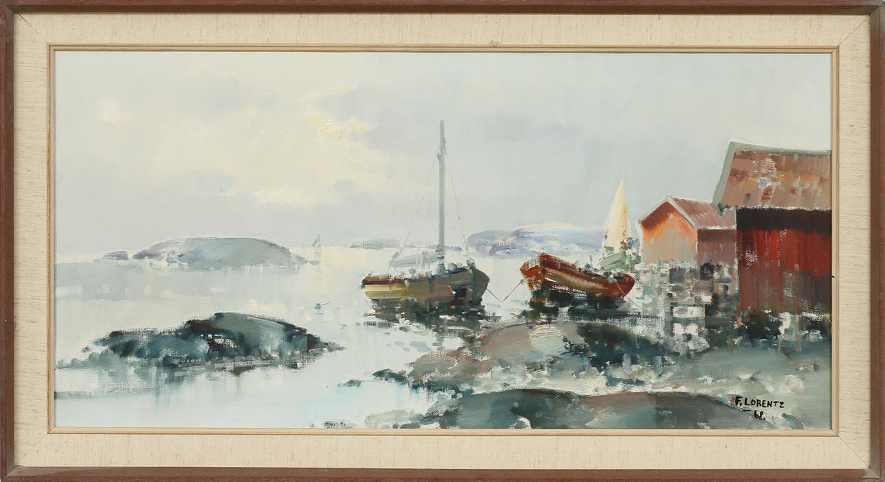 FRANS LORENTZ. Kustbild, olja på duk, signerad-68.