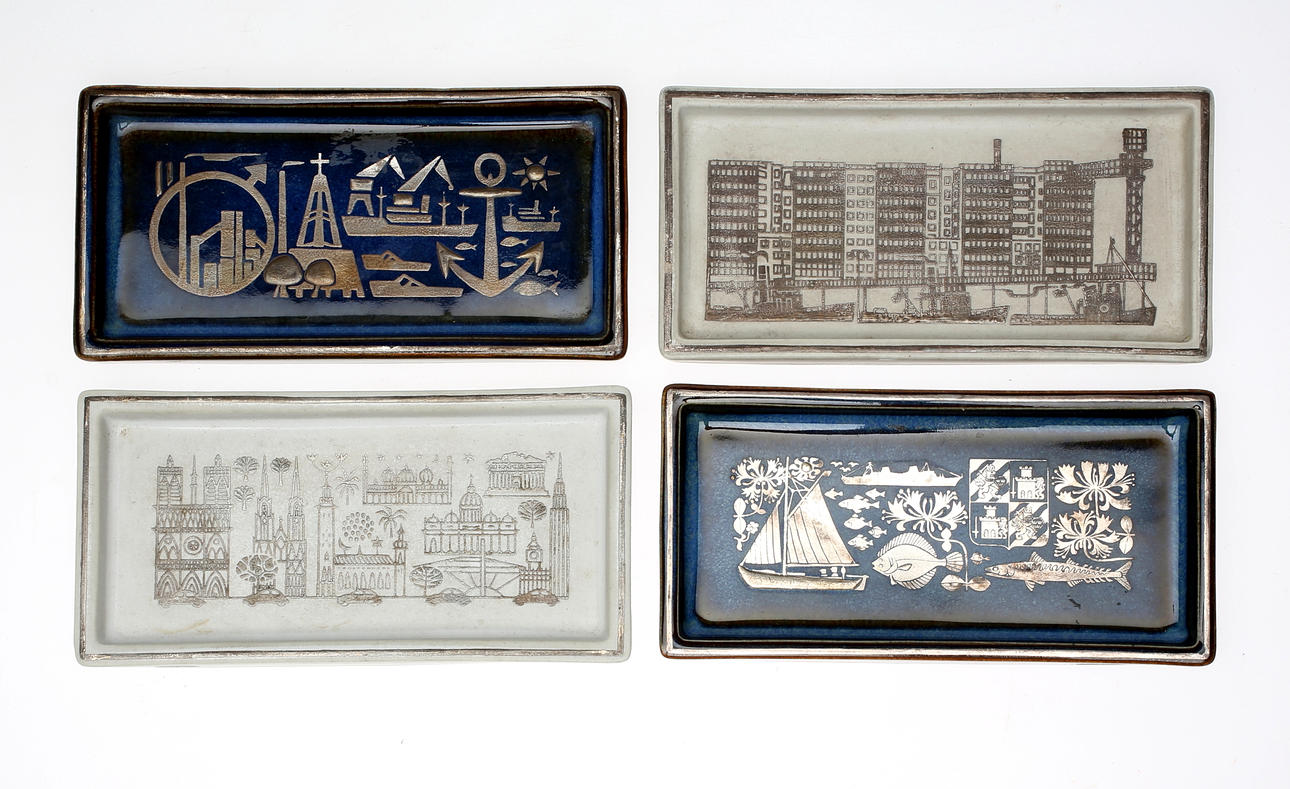 SVEN JONSON. Askfat, Keramik, Gustavsberg, "Lagun".