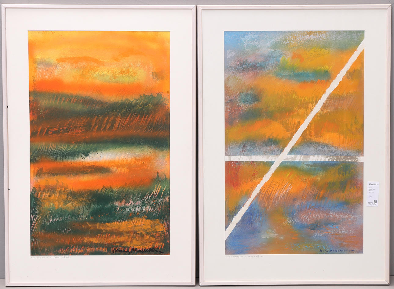 MARY MOESCHLIN. Oljor, 2 st, signerade.