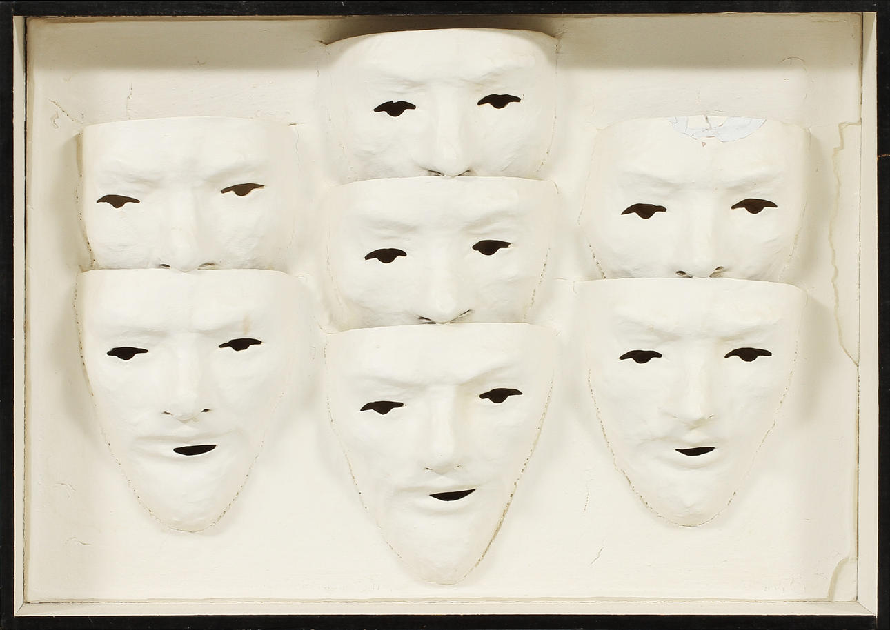 ALBERT JOHANSSON. "Reflexiv ll", bemålat assemblage på pannå, signerad och daterad a tergo-1966.