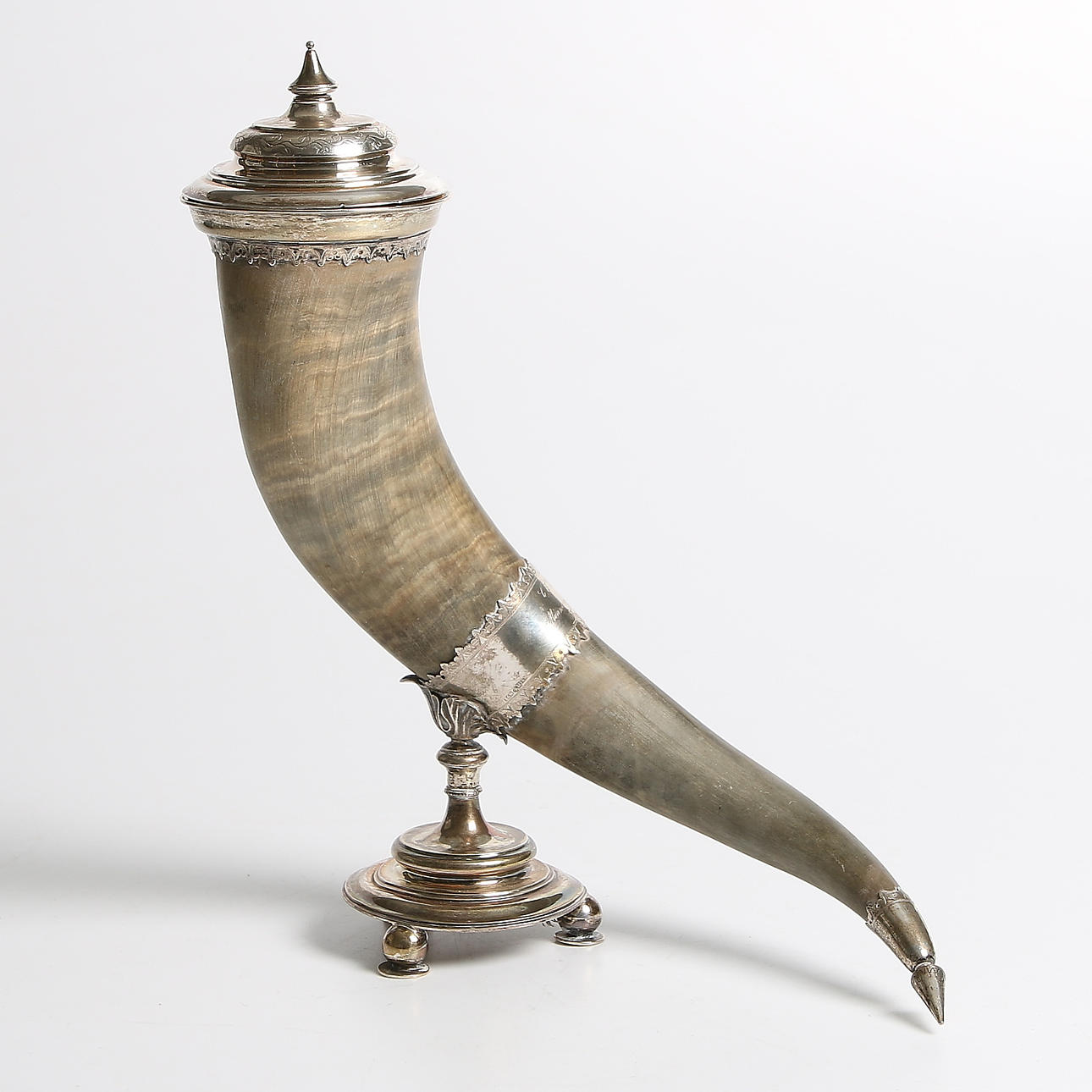 DRYCKESHORN, silver och horn, nyrenässans. 1898.