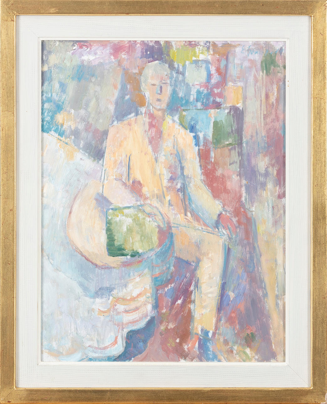 ERIK GRANFELT. Man at the table, signed, oil on board.