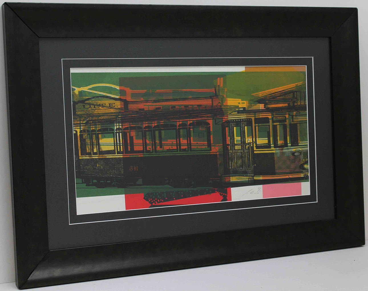 JUAN CANO. "Linje Malmö-Lund I". Färglitografi. Signerad J Cano. 1/1.