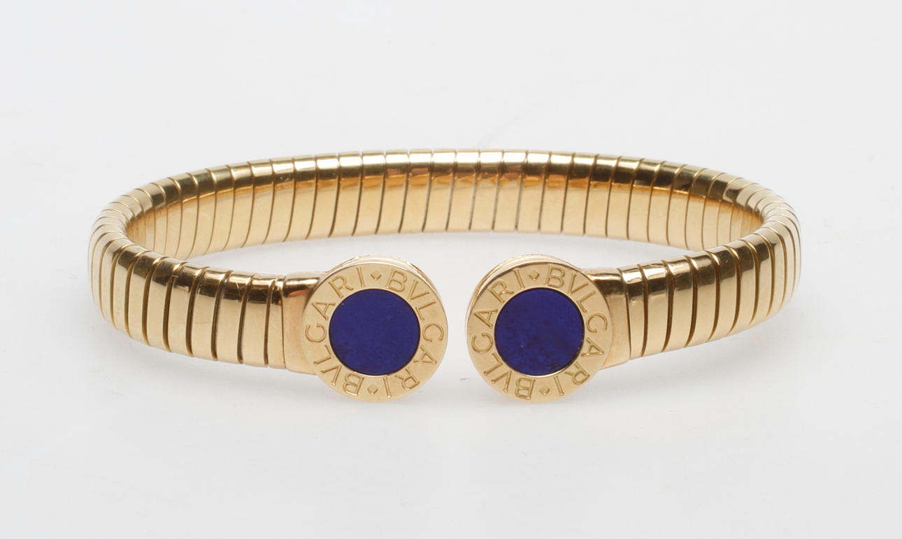 ARMBAND, Bvlgari, "Tubgas", guld 18 k, Lapis Lazuli, vikt ca. 37 gram.
