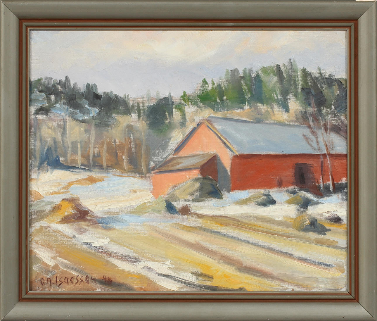 ARNE ISACSSON. Landskap, olja på duk, signerad och daterad 48.