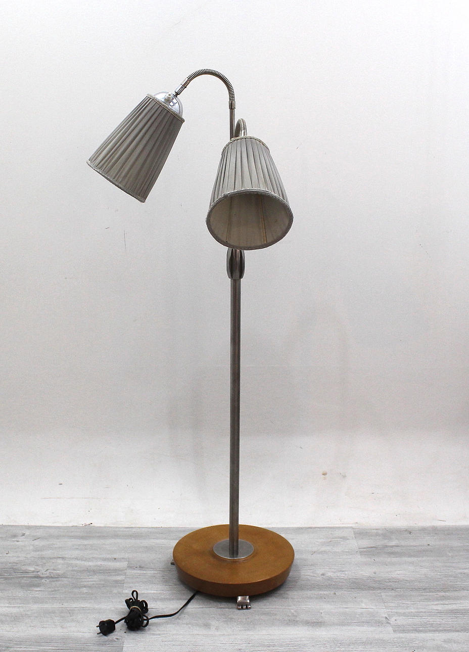 GOLVLAMPA trä, metall 1950-tal.