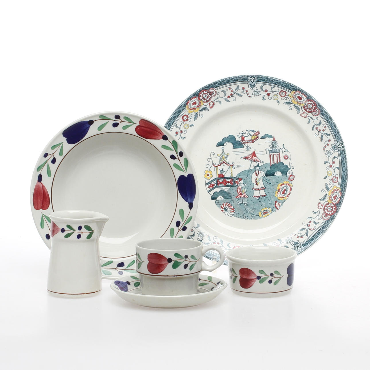 SERVISDELAR, 16 delar, "Allmoge" samt "Kina", Gustafsberg.