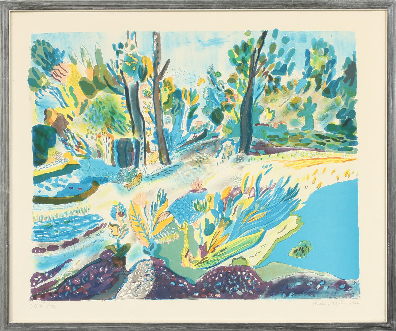 ANDERS FOGELIN. Landskap, färglitografi, signerad och numrerad H.C XII/XXV.