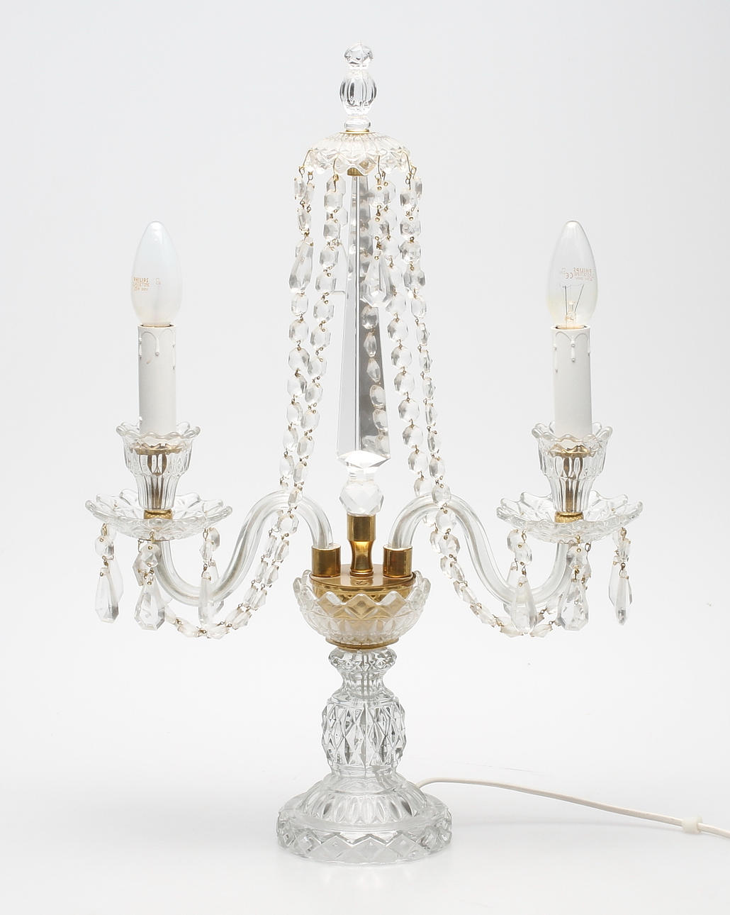 BORDSLYSTER, mässing och glas, 1900-tal.