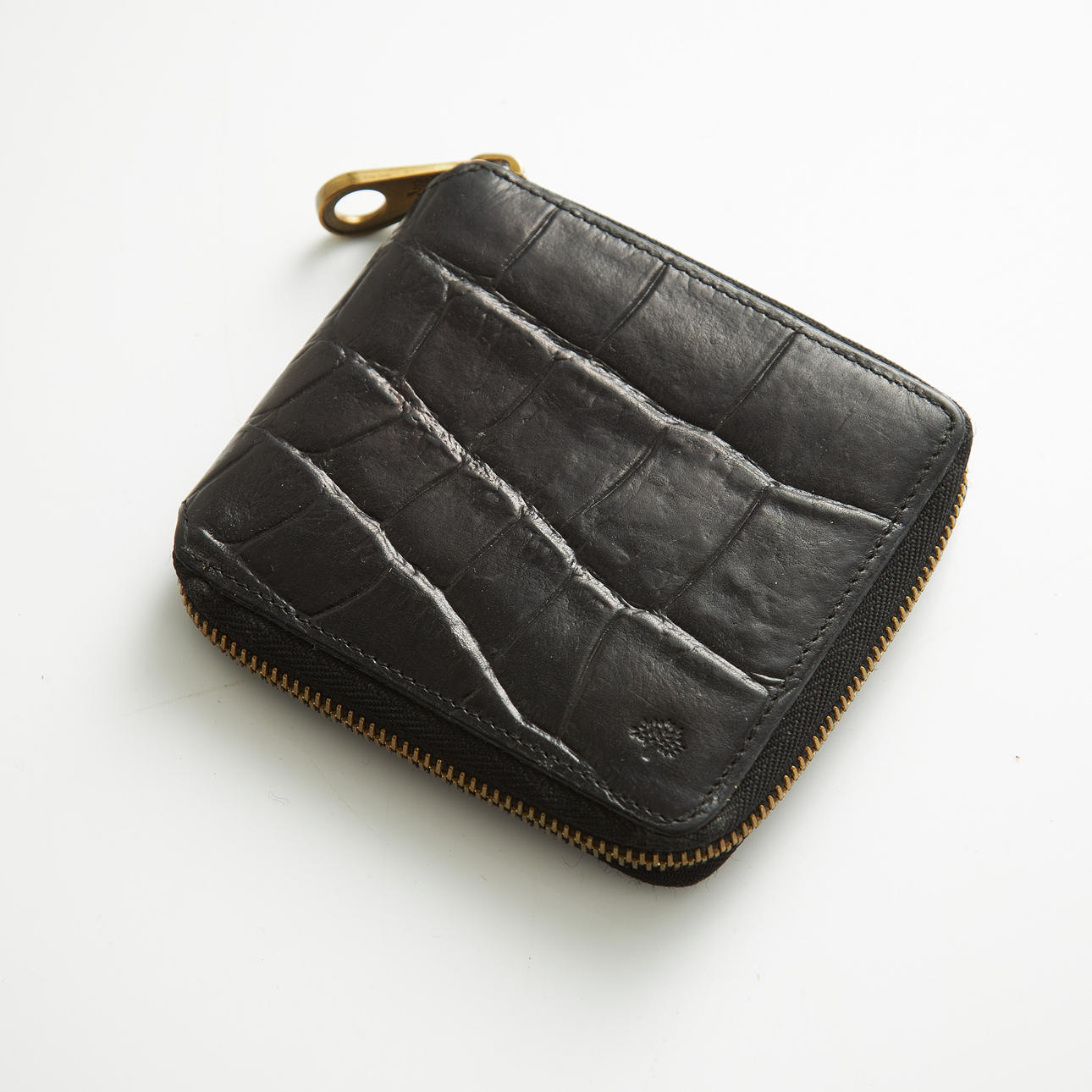 MULBERRY, pung, sort krokopræget læder.