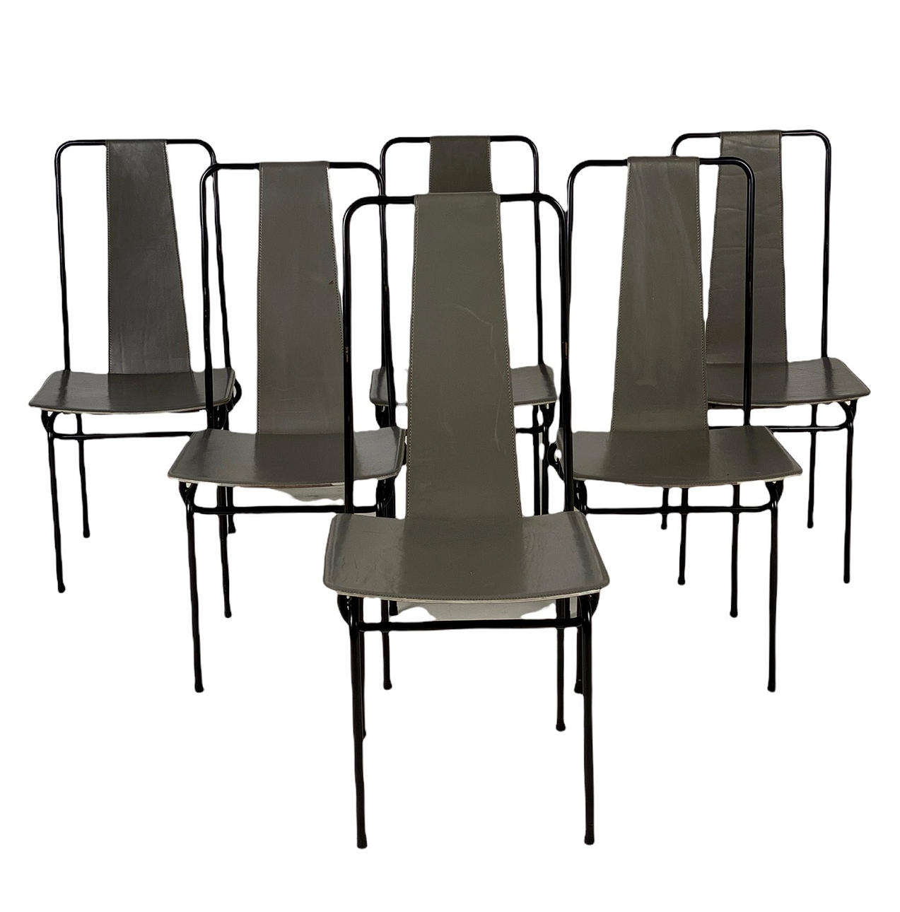 Sæt stole, skind, Italien (6).