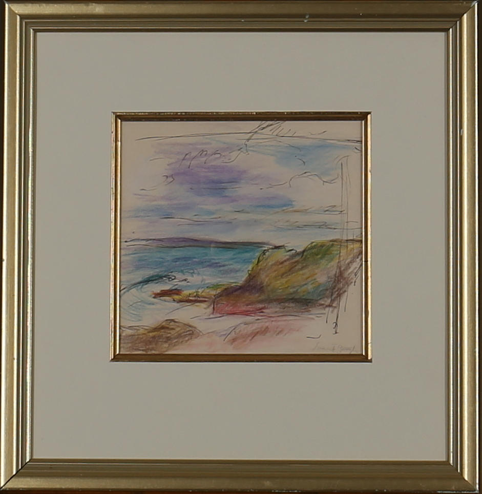 SVANTE BERGH. Krita. Kustbild. Signerad Svante Bergh.