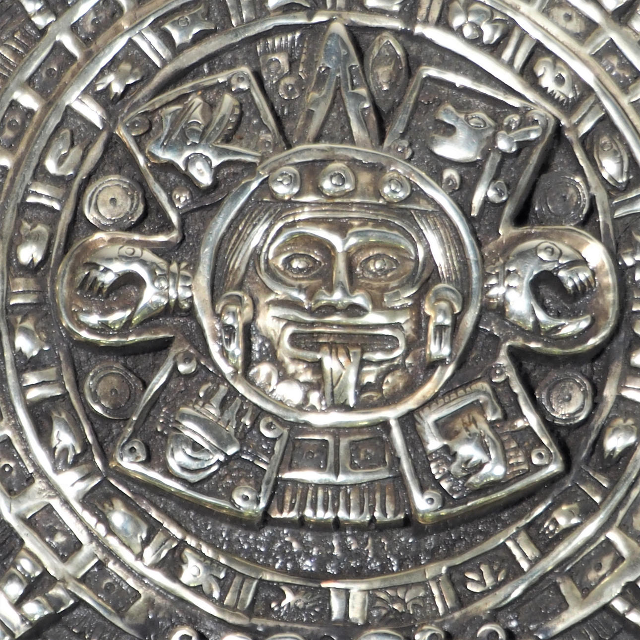 AZTEK KALENDER, vitmetall, D´Argenta, Mexico.