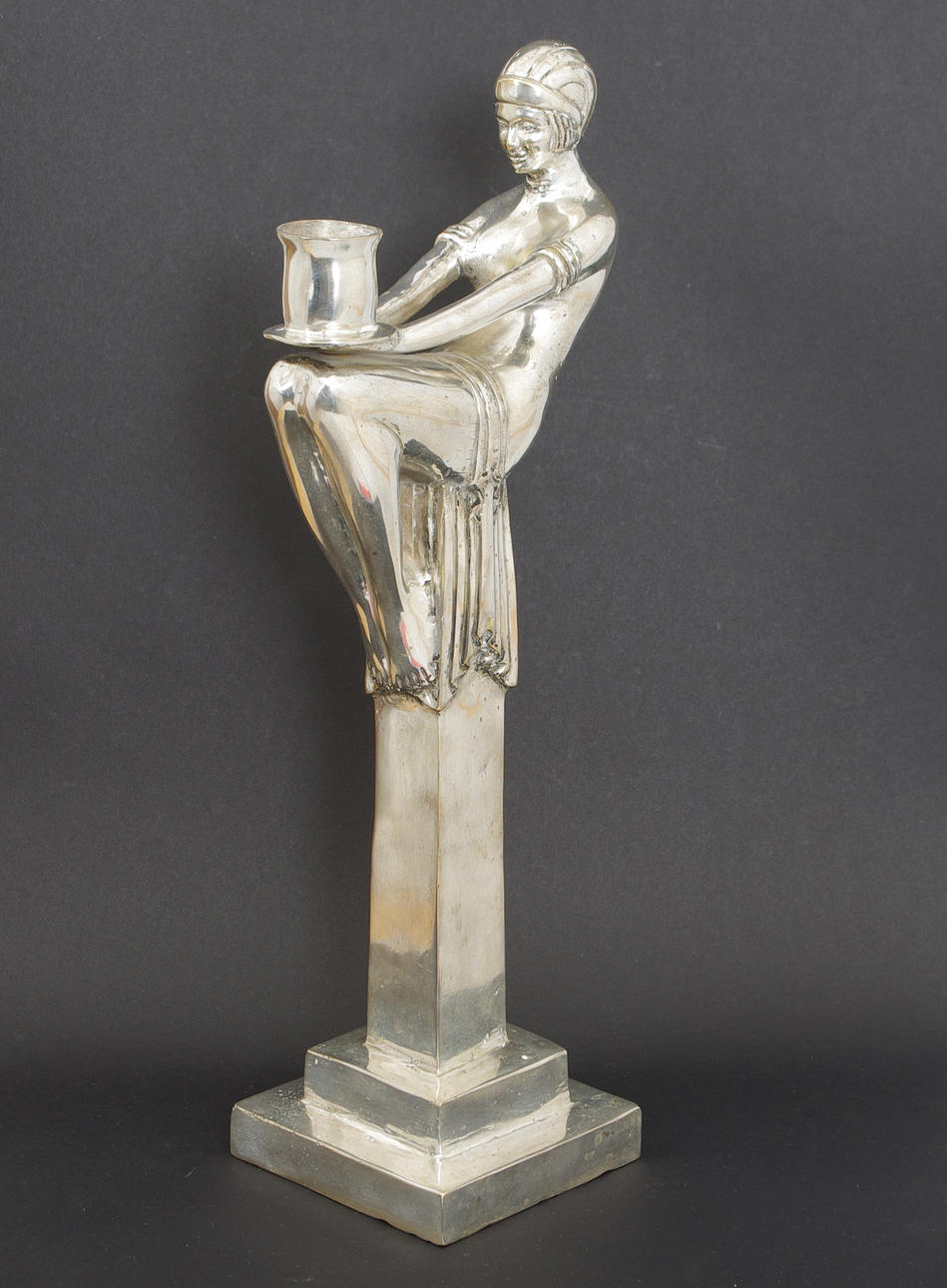 LJUSSTAKE, försilvrad brons, Art Deco-stil.