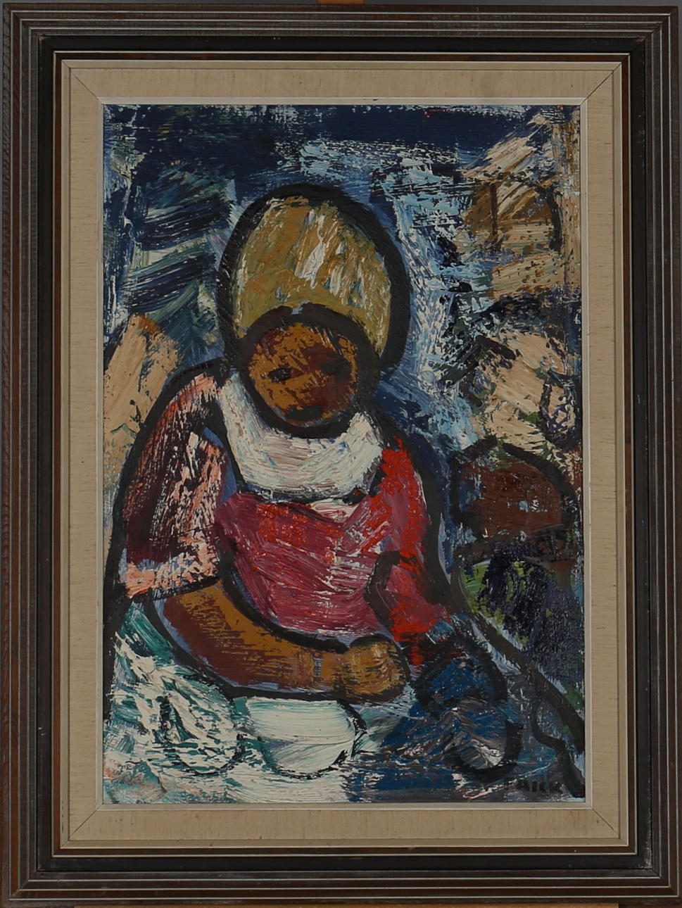 GÖSTA FALCK. Olja på duk. Motiv av flicka. Signerad Falck.