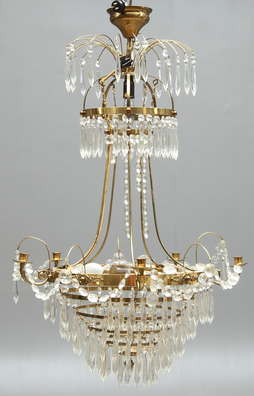 LJUSKRONA, med 5 ljusarmar, empirstil, 1900-tal.