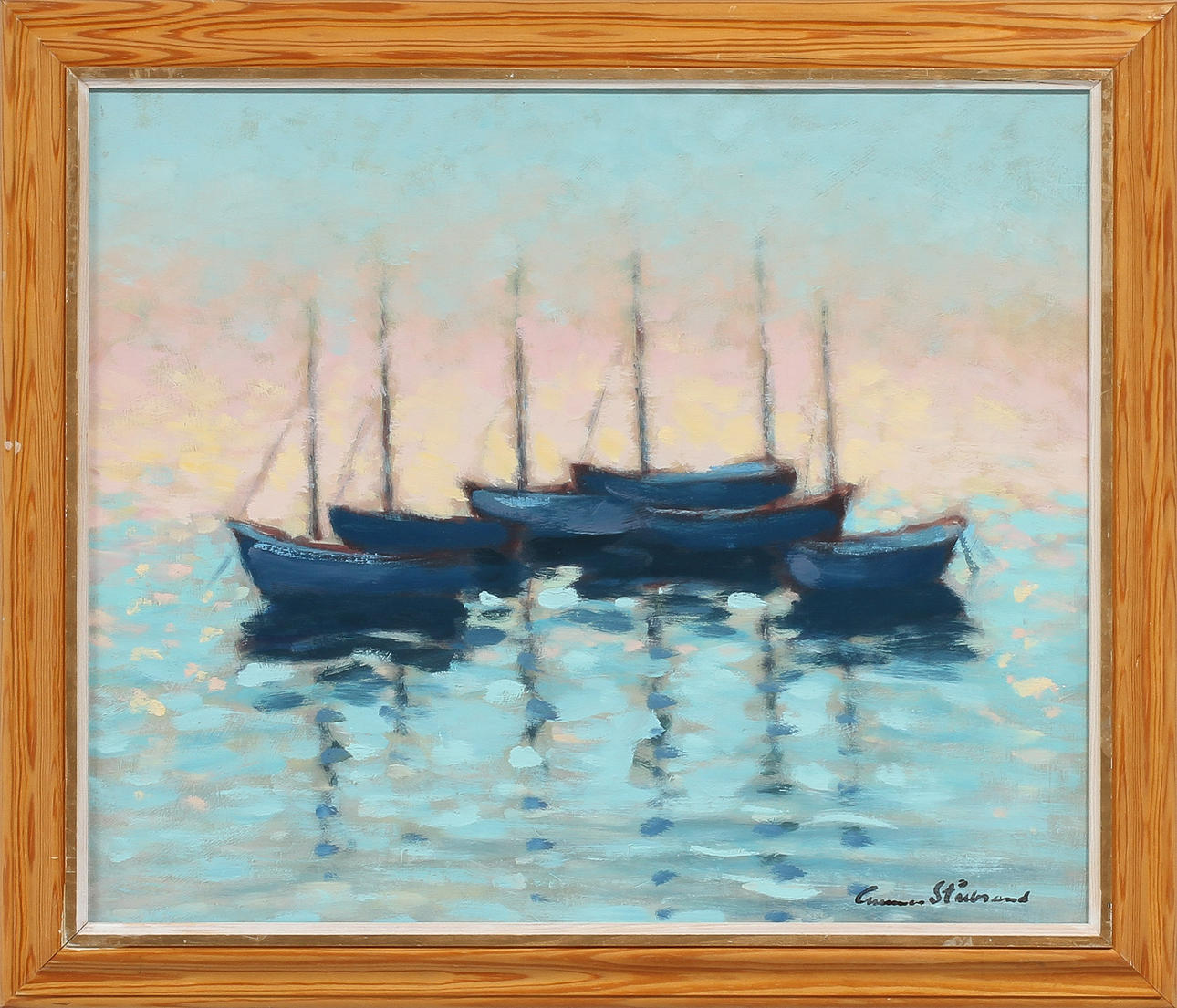 GUNNAR STÅLBRAND. "Båten", olja på pannå. Signerad.
