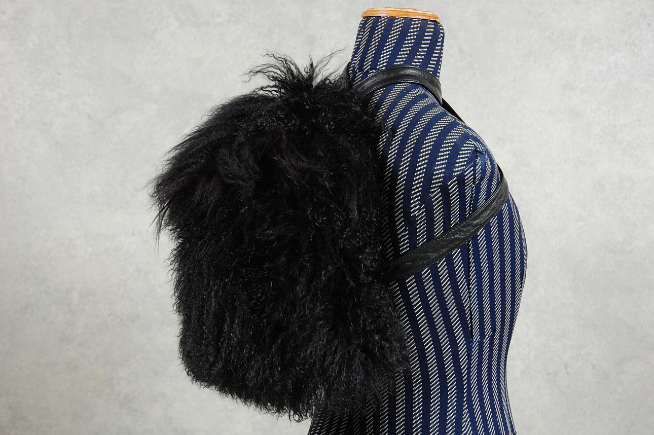 RYGGSÄCK, i fårpäls, körsnär Birger Christensen Köpenhamn, nyskick.