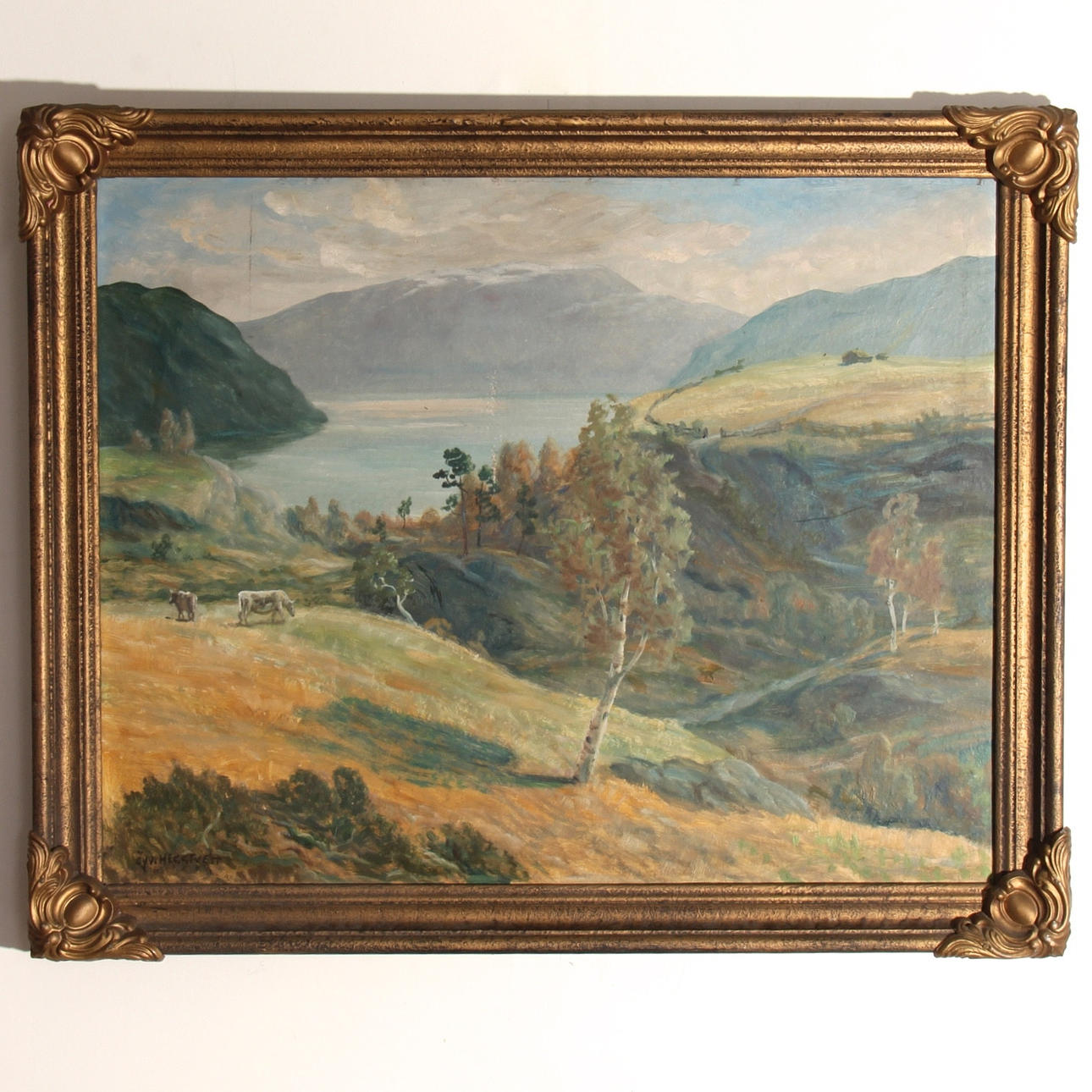 ØYVIND HEGGTVEIT. olja på duk, fjordlandskap, signerad.